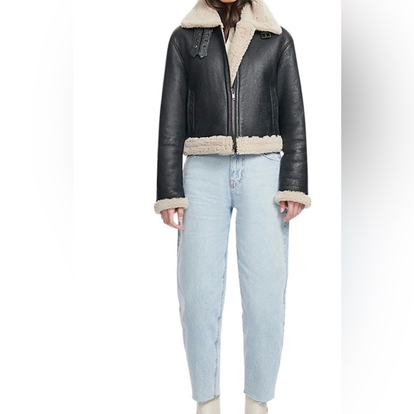 HISO Shearling Moto Jacket, sz S - Picture 1 of 4